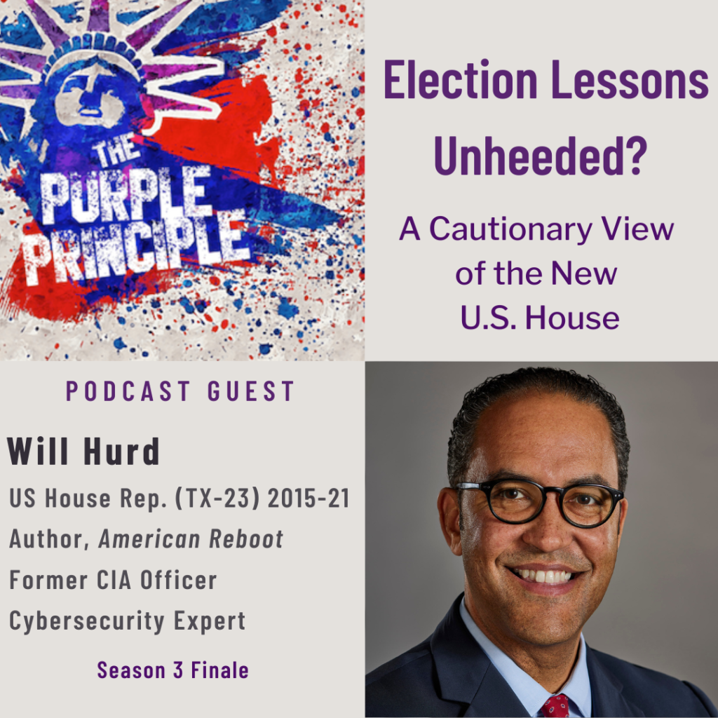 The Purple Principle episode artwork featuring headshot of podcast guest Will Hurd